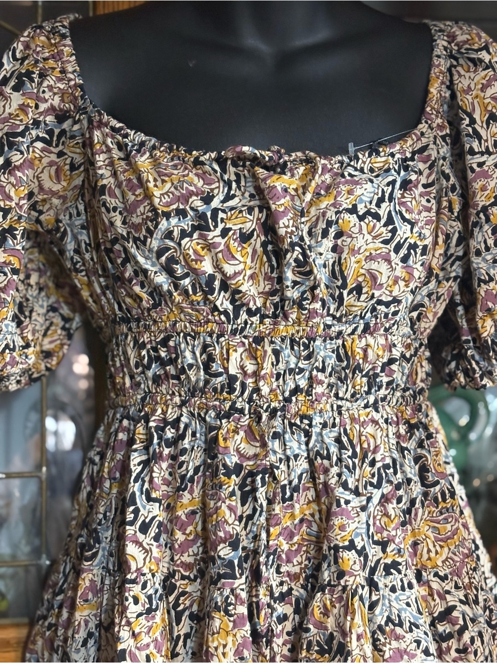 DRA Women's Floral Puff Sleeve Smocked Waist Dress - Pink & Black small 5 - Picture 5 of 9